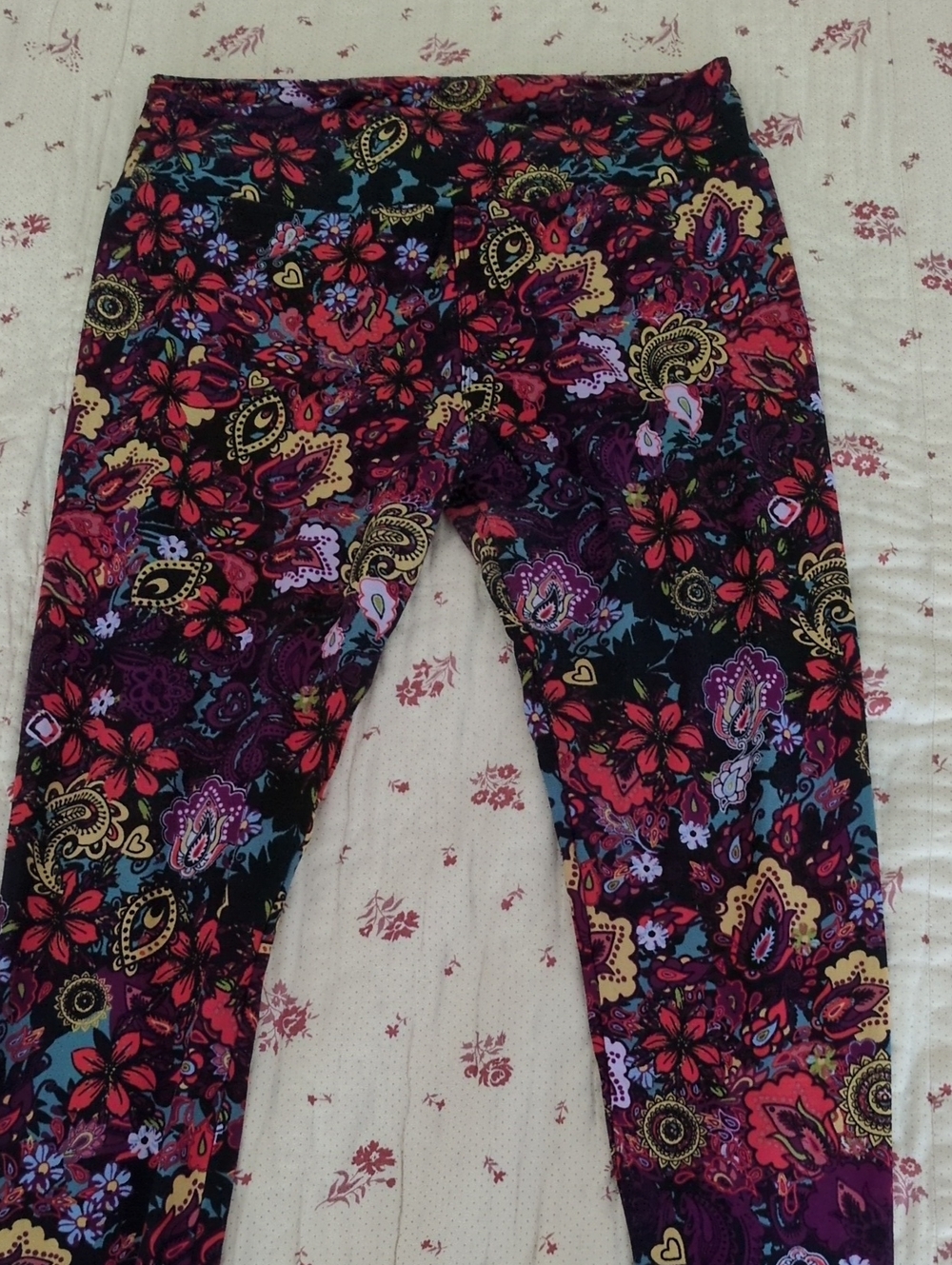 LuLaRoe Womens Floral Paisley Leggings in Black, Pink, Purple, Yellow, Blue